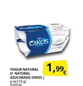 Supermercados MAS Yogur natural o natural azucarado oikos oferta