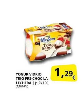 Supermercados MAS Yogur vidrio trio frs-choc la lechera oferta