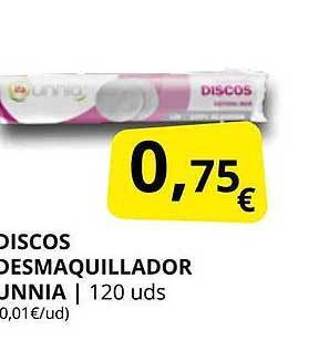 Supermercados MAS Discos desmaquillador unnia oferta