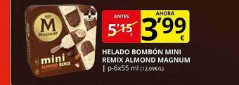 Supermercados MAS Helado bombón mini remix almond magnum oferta