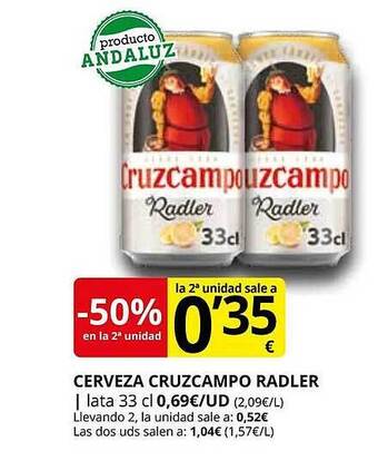 Supermercados MAS Cerveza cruzcampo radler oferta