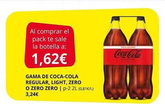 Supermercados MAS Gama de coca-cola regular, light, zero o zero zero oferta