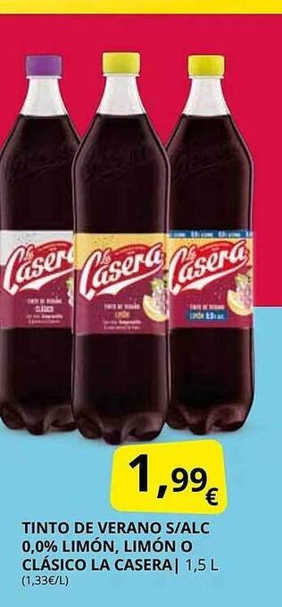 Supermercados MAS Tinto de verano s-alc 0.0% limón, limón o clásico la casera oferta