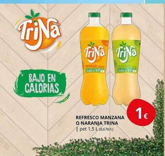 Supermercados MAS Refresco manzana o naranja trina oferta