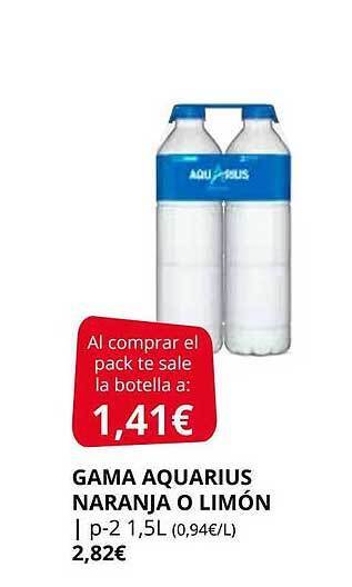 Supermercados MAS Gama aquarius naranja o limón oferta
