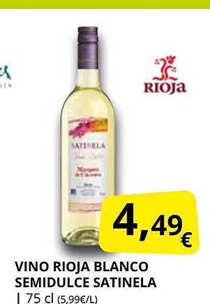 Supermercados MAS Vino rioja blanco semidulce satinela oferta