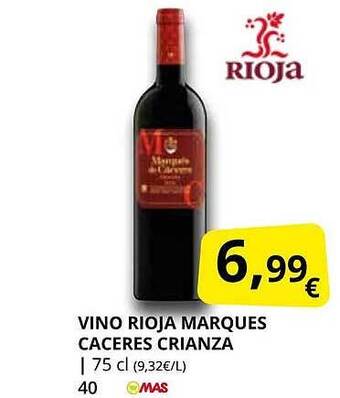 Supermercados MAS Vino rioja marques caceres crianza oferta