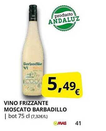 Supermercados MAS Vino frizzante moscato barbadillo oferta