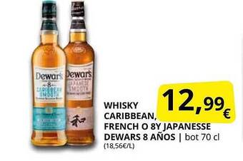 Supermercados MAS Whisky caribbean, french o 8y japanesse dewars 8 años oferta