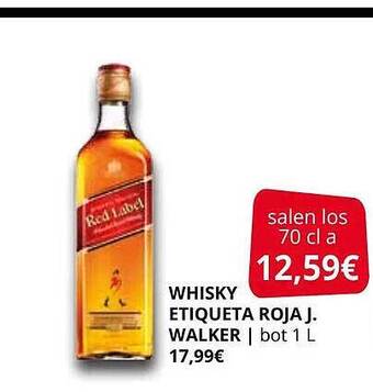 Supermercados MAS Whisky etiqueta roja j. walker oferta