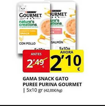 Supermercados MAS Gama snack gato puree purina gourmet oferta