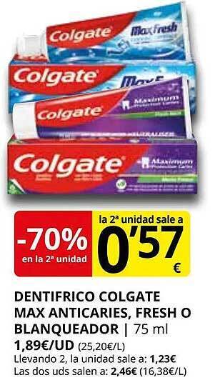 Supermercados MAS Dentifrico colgate max anticaries, fresh o blanqueador oferta