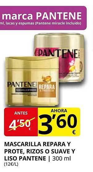 Supermercados MAS Mascarilla repara y prote, rizos o suave y liso pantene oferta