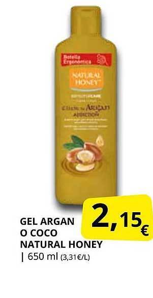 Supermercados MAS Gel argan o coco natural honey oferta