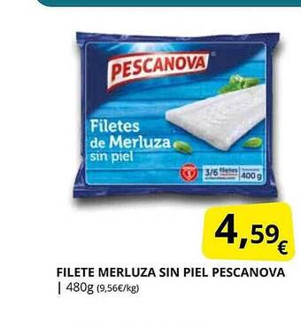 Supermercados MAS Filete merluza sin piel pescanova oferta