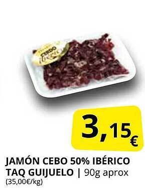 Supermercados MAS Jamón cebo 50% ibérico taq guijuelo oferta