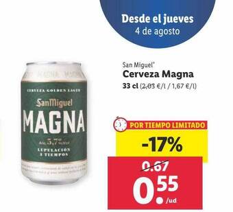 Lidl San miguel cerveza magna oferta