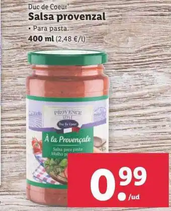 Lidl Duc de coeur salsa provenzal oferta