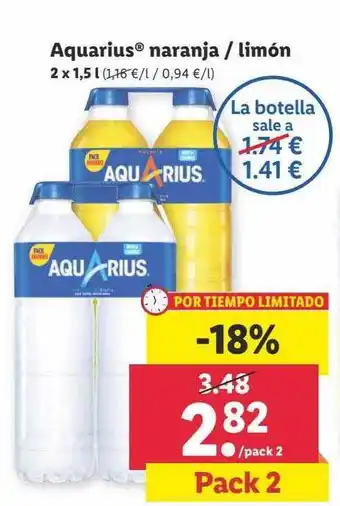Lidl Aquarius naranja o limón oferta