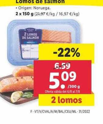Lidl 2 lomos de salmon oferta