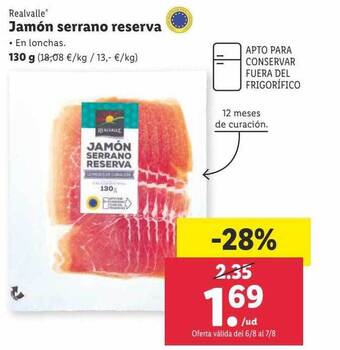 Lidl Realvalle jamón serrano reserva oferta