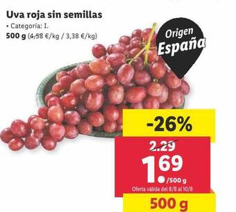 Lidl Uva roja sin semillas oferta