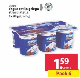Lidl Milbona yogur estilo griego stracciatella oferta
