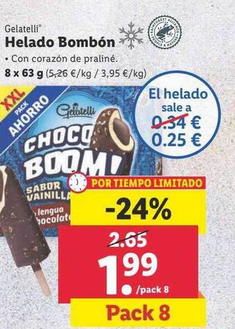 Lidl Gelatelli helado bombón oferta