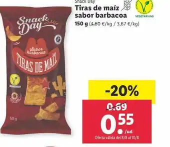 Lidl Snack day tiras de maíz sabor barbacoa oferta