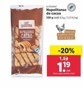 Lidl Napolitanas de cacao oferta