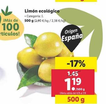 Lidl Limón ecológico oferta