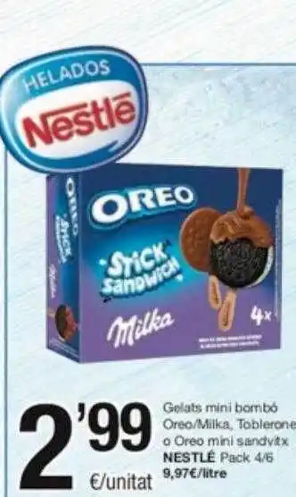 SPAR Fragadis Gelats mini bombó oreo, milka, toblerone o oreo mini sandvitx nestlé oferta
