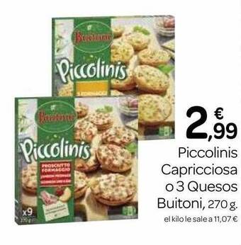 Supermercados El Jamón Piccolinis capricciosa o 3 quesos buitoni oferta