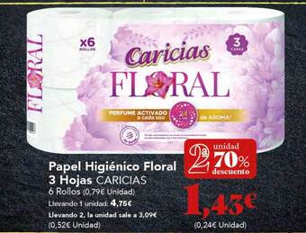 Gadis 2a unidad 70% descuento papel higiénico floral 3 hojas caricias oferta