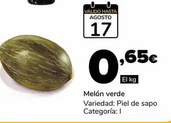 Melón verde variedad: piel de sapo categoría: i