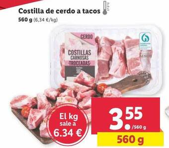Lidl Costilla de cerdo a tacos oferta