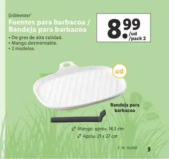 Lidl Grillmeister fuentes para barbacoa bandeja para barbacoa oferta