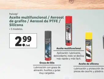 Lidl Parkside aceite multifuncional aerosol de grafito aerosol de ptfe silicona oferta