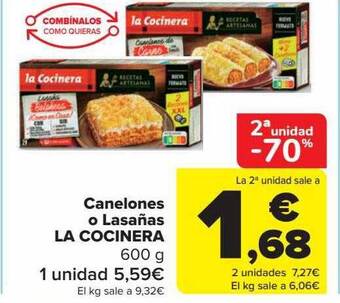 Carrefour Canelones o lasañas la cocinera oferta