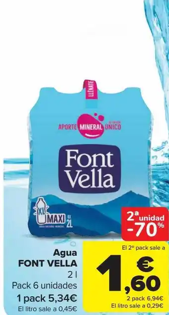 Carrefour 2a unidad -70% agua font vella oferta