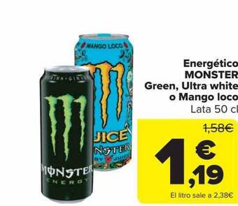 Carrefour Energético monster green ultra white o mango loco oferta