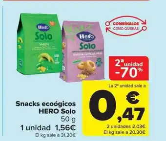 Carrefour 2a unidad -70% snacks ecoógicos hero solo oferta