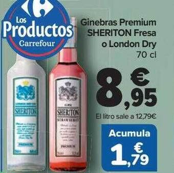 Carrefour Ginebras premium sheriton fresa o london dry oferta