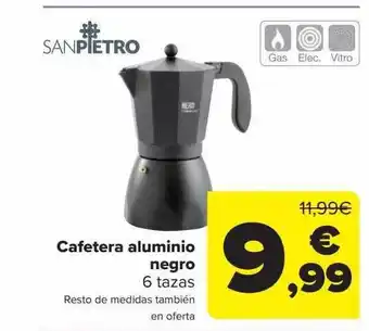 Carrefour Cafetera aluminio negro 6 tazas oferta
