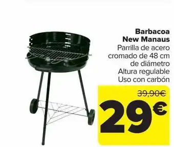 Carrefour Barbacoa new manaus parrilla de acero cromado de 48 cm de diámetro altura regulable uso con carbóñ oferta