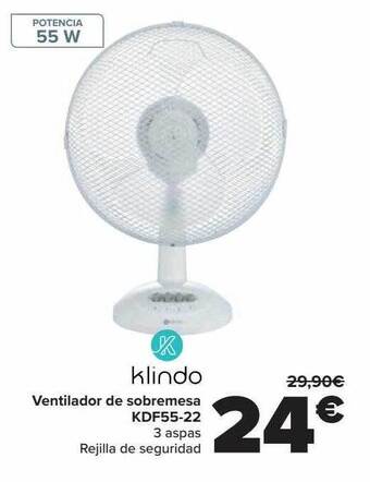 Carrefour Klindo ventilador de sobremesa kdf55--22 oferta