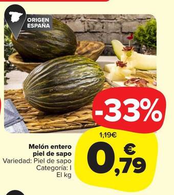 Carrefour Market Melón entero piel de sapo oferta