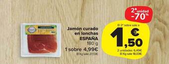 Carrefour Market Jamón curado en lonchas españa oferta