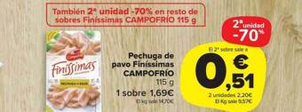Carrefour Market Pechuga de pavo finíssimas campofrío oferta