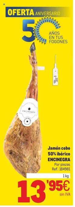 Makro Jamón cebo 50% ibérico encinegra oferta